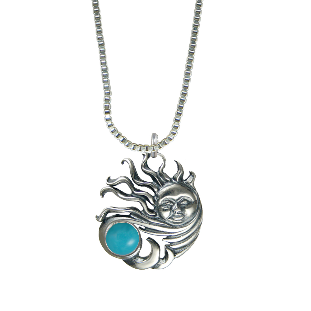 Sterling Silver Sun Pendant With Turquoise